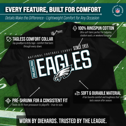 Philadelphia Eagles NFL Adult Modern Endzone Tag-Less T-Shirt - Black