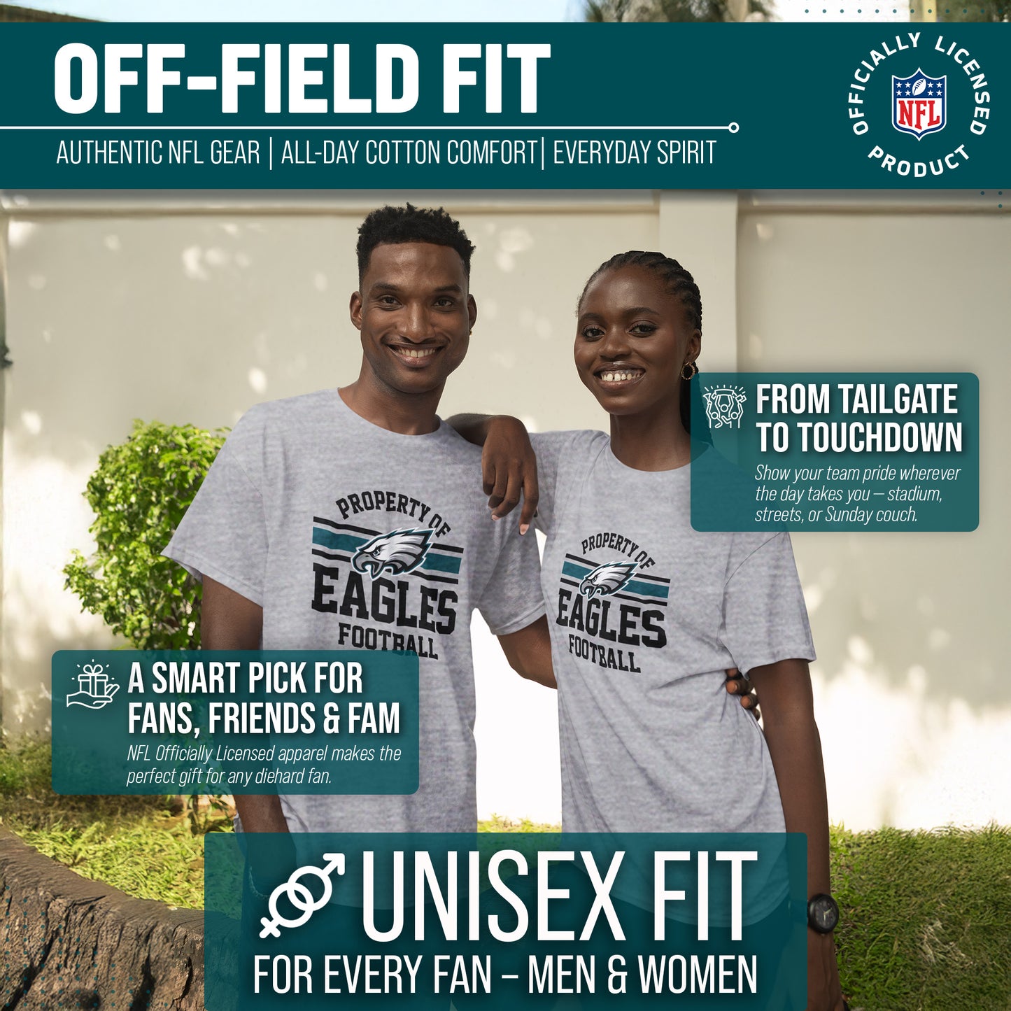 Philadelphia Eagles NFL Adult Property Of T-Shirt - Sport Gray