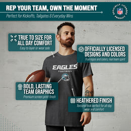 Philadelphia Eagles NFL Adult Football Helmet Tagless T-Shirt - Charcoal