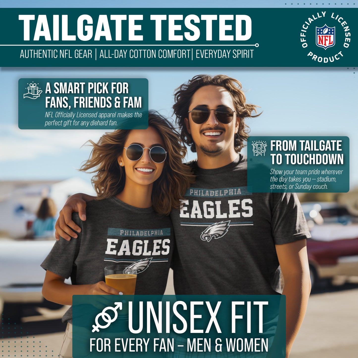 Philadelphia Eagles NFL Adult Team Block Tagless T-Shirt - Charcoal