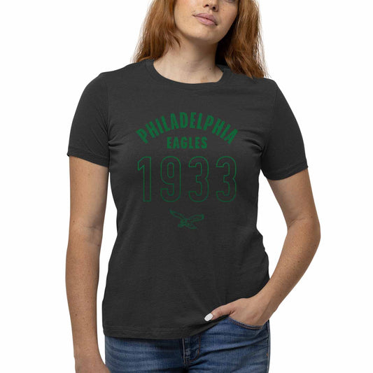 Philadelphia Eagles NFL Womens Big Date Tag-Less T-Shirt - Black