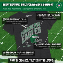 Philadelphia Eagles NFL Womens Distressed Helmet Tag-Less Soft T-Shirt - Black