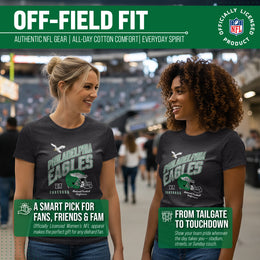 Philadelphia Eagles NFL Womens Distressed Helmet Tag-Less Soft T-Shirt - Black