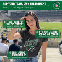 Philadelphia Eagles NFL Womens Distressed Helmet Tag-Less Soft T-Shirt - Black