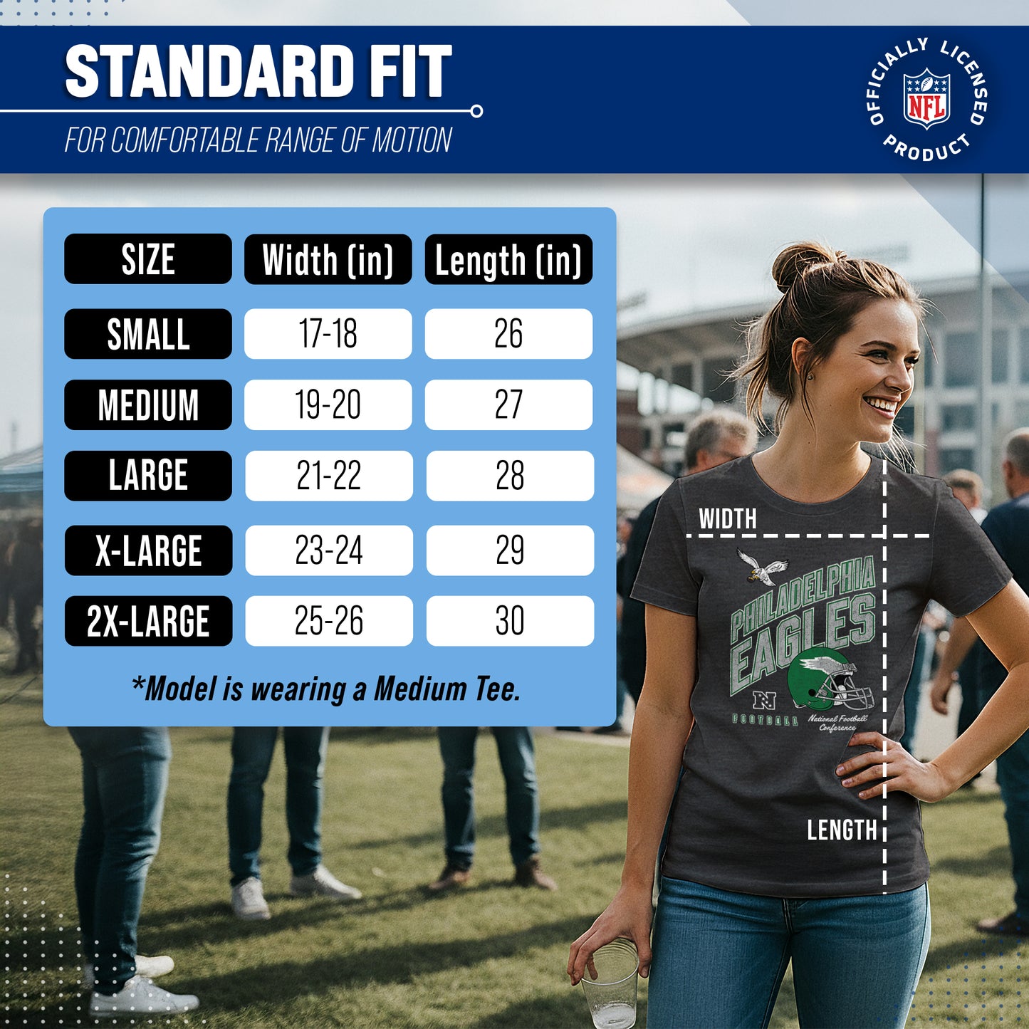 Philadelphia Eagles NFL Womens Distressed Helmet Tag-Less Soft T-Shirt - Black