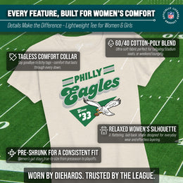 Philadelphia Eagles NFL Womens Vintage Charm Tag-Less Soft T-Shirt - Birch
