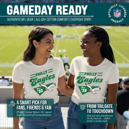 Philadelphia Eagles NFL Womens Vintage Charm Tag-Less Soft T-Shirt - Birch