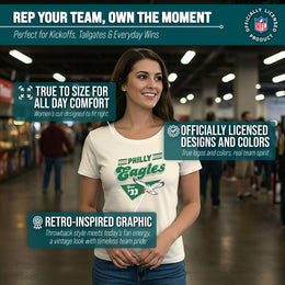 Philadelphia Eagles NFL Womens Vintage Charm Tag-Less Soft T-Shirt - Birch