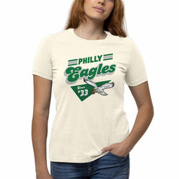 Philadelphia Eagles NFL Womens Vintage Charm Tag-Less Soft T-Shirt - Birch