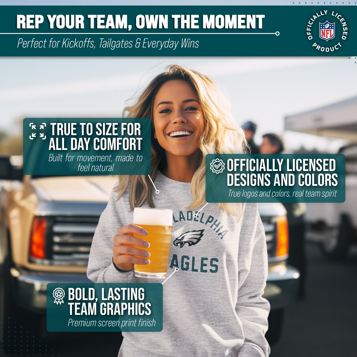 Philadelphia Eagles NFL Adult Gameday Football Crewneck Sweatshirt - Gray