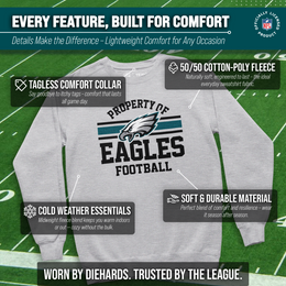 Philadelphia Eagles NFL Adult Property Of Crewneck Fleece Sweatshirt - Sport Gray