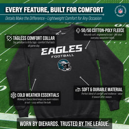 Philadelphia Eagles Adult NFL Football Helmet Heather Crewneck Sweatshirt - Charcoal