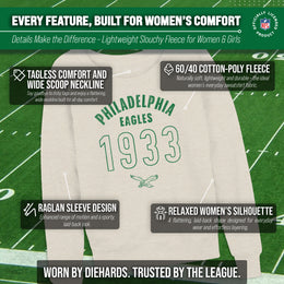 Philadelphia Eagles NFL Womens Big Date French Terry Slouchy Top - Natural