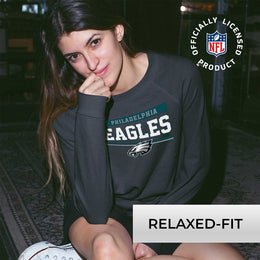 Philadelphia Eagles NFL Womens Charcoal Crew Neck Football Apparel - Charcoal