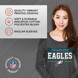 Philadelphia Eagles NFL Womens Charcoal Crew Neck Football Apparel - Charcoal