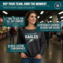 Philadelphia Eagles NFL Womens Charcoal Crew Neck Football Apparel - Charcoal