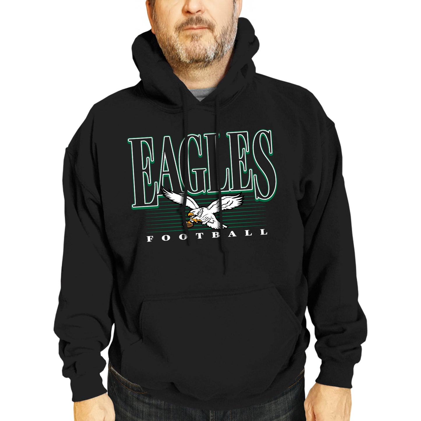 Philadelphia Eagles NFL Adult Unisex Overtime Blueprint Soft Fleece Hooded Sweatshirt - Black
