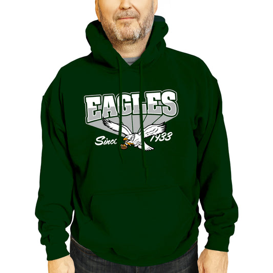 Philadelphia Eagles NFL Adult Unisex Vintage Block Ultra Soft Fleece Hooded Sweatshirt - Forest Green