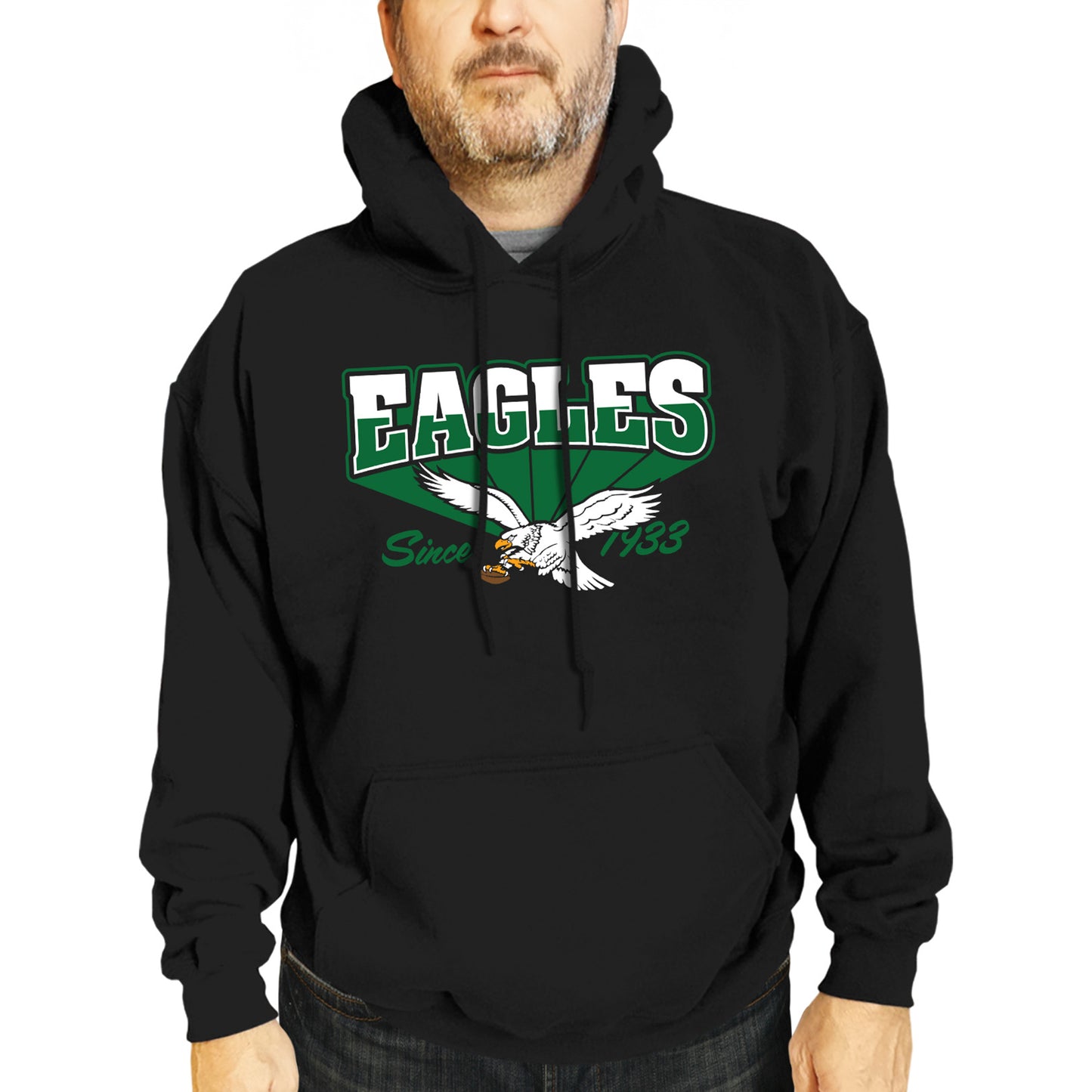 Philadelphia Eagles NFL Adult Unisex Vintage Block Ultra Soft Fleece Hooded Sweatshirt - Black