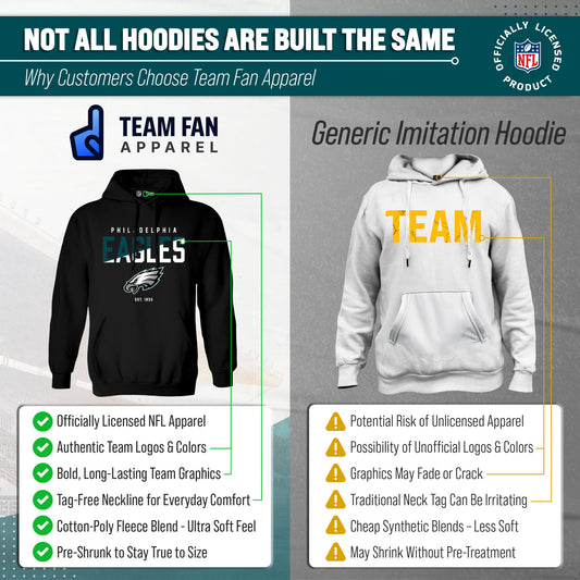 Philadelphia Eagles Adult NFL Diagonal Fade Fleece Hooded Sweatshirt - Black