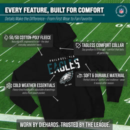 Philadelphia Eagles Adult NFL Diagonal Fade Fleece Hooded Sweatshirt - Black