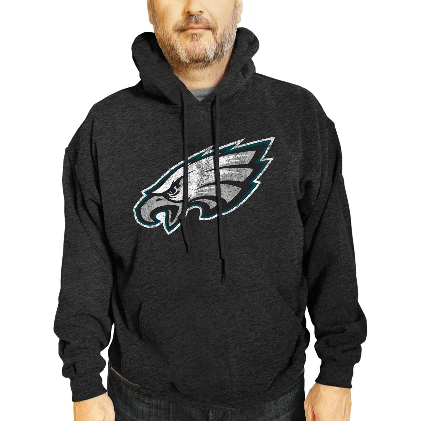 Philadelphia Eagles NFL Adult Unisex Modern Throwback Ultra Soft Fleece Hooded Sweatshirt - Black Heather