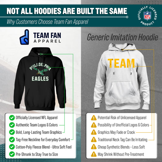 Philadelphia Eagles NFL Adult Unisex Retro Gameday Ultra Soft Fleece Hooded Sweatshirt - Black