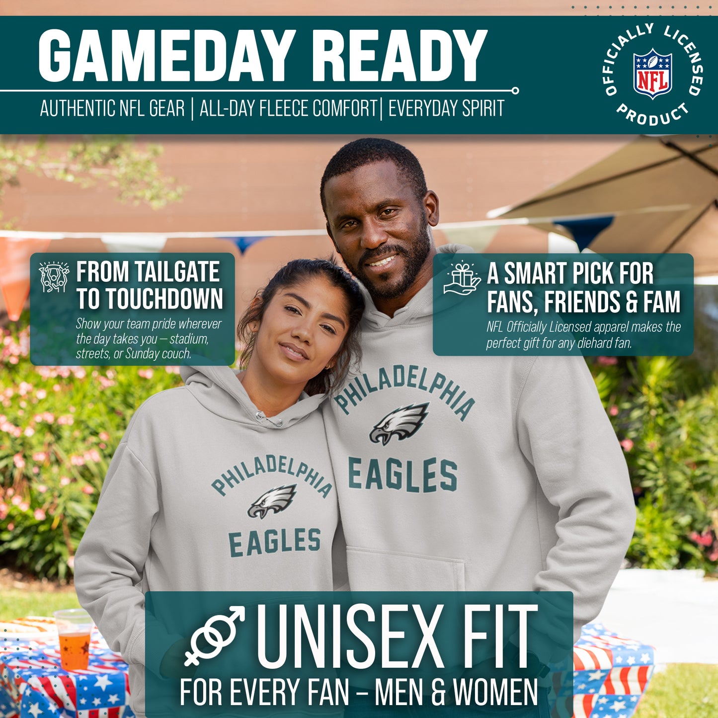 Philadelphia Eagles NFL Adult Gameday Hooded Sweatshirt - Gray