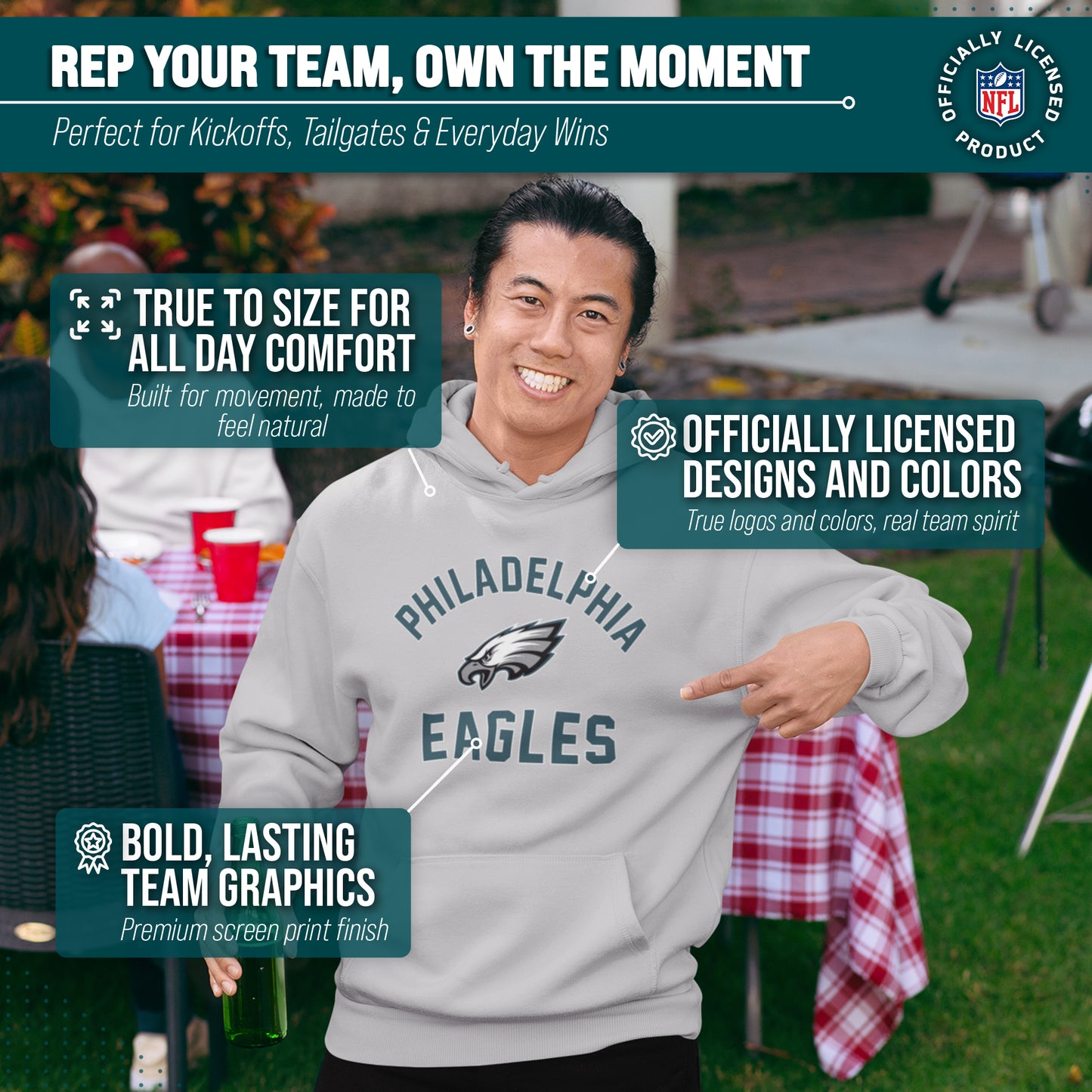 Philadelphia Eagles NFL Adult Gameday Hooded Sweatshirt - Gray