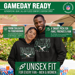 Philadelphia Eagles NFL Adult Unisex Overtime Blueprint Soft Fleece Hooded Sweatshirt - Black