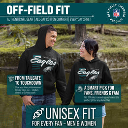 Philadelphia Eagles NFL Adult Unisex Retro Script Ultra Soft Fleece Hooded Sweatshirt - Black