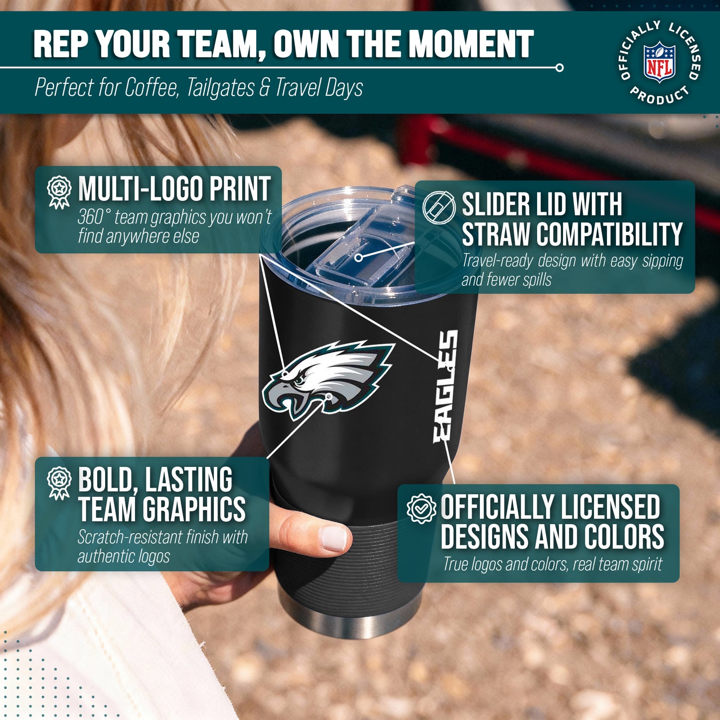 Philadelphia Eagles NFL 30oz Gameday Stainless Steel Tumbler - Black