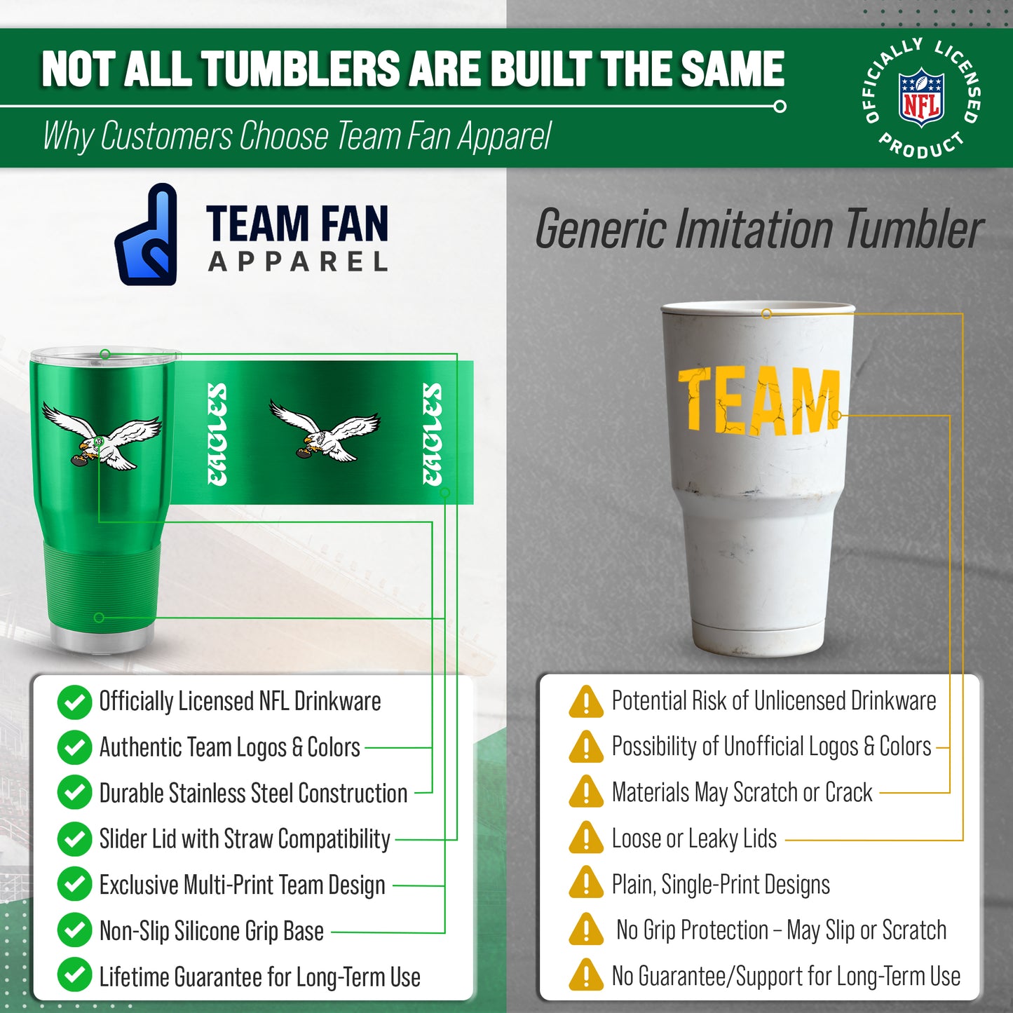 Philadelphia Eagles NFL 30oz Gameday Stainless Steel Tumbler - Kelly Green