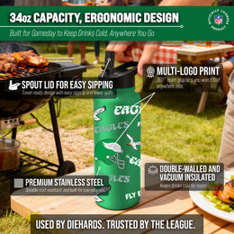 Philadelphia Eagles NFL 34oz Quencher Stainless Steel Insulated Water Bottle - Kelly Green