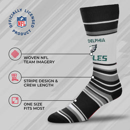Philadelphia Eagles NFL Adult Striped Dress Socks - Black