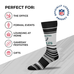 Philadelphia Eagles NFL Adult Striped Dress Socks - Black