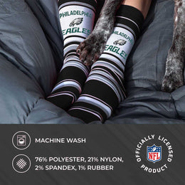 Philadelphia Eagles NFL Adult Striped Dress Socks - Black