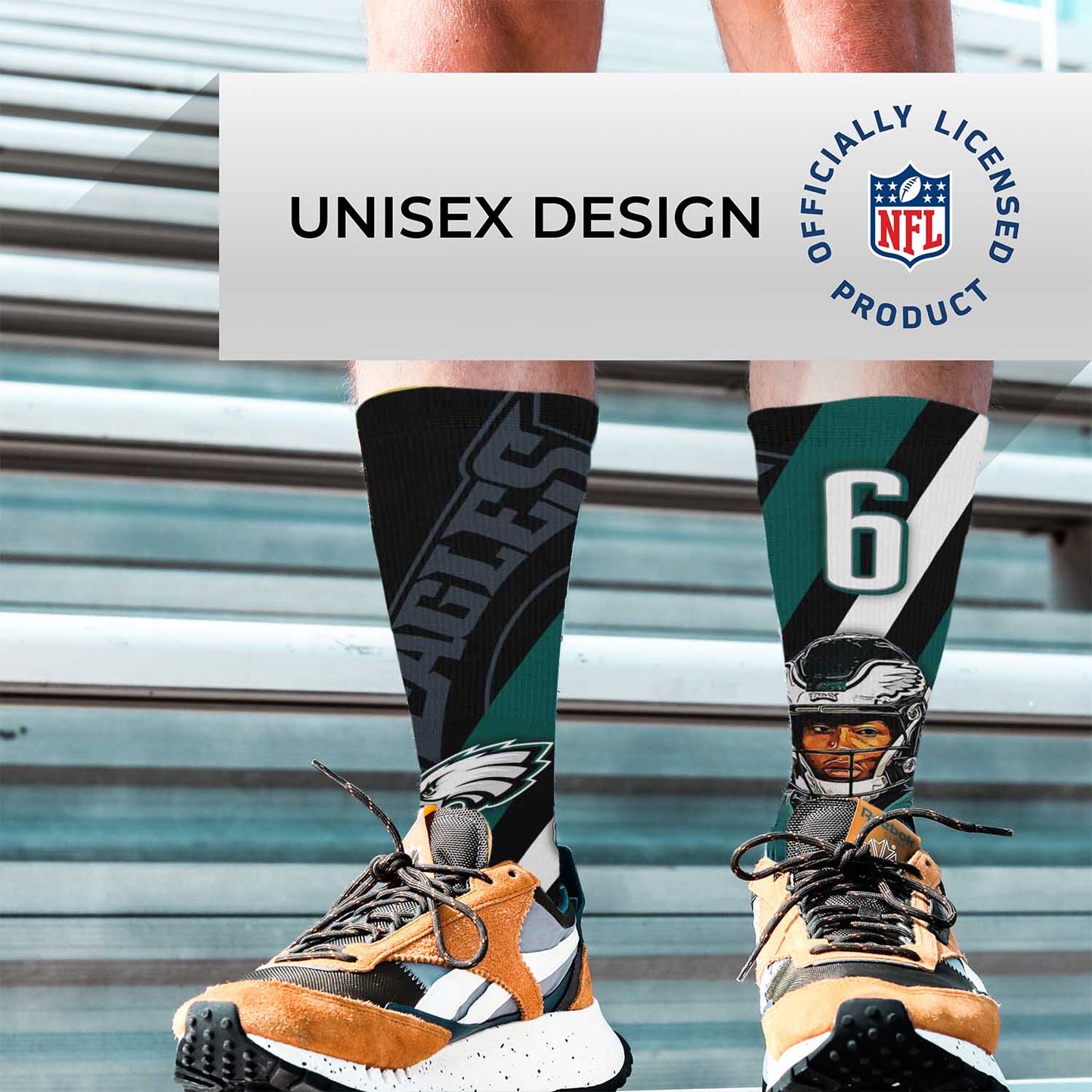 Philadelphia Eagles NFL Adult Player Stripe Sock - Black #6
