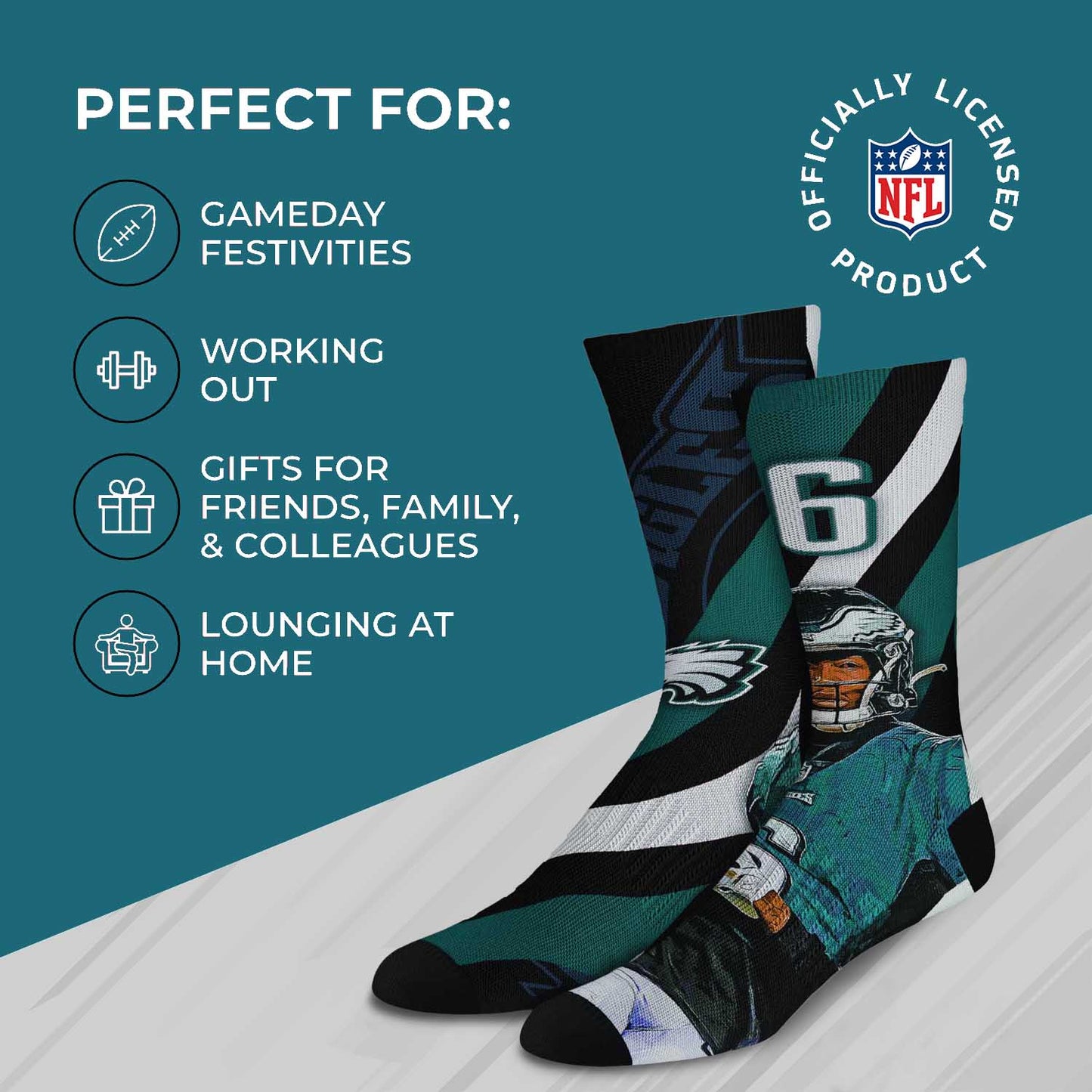 Philadelphia Eagles NFL Adult Player Stripe Sock - Black #6