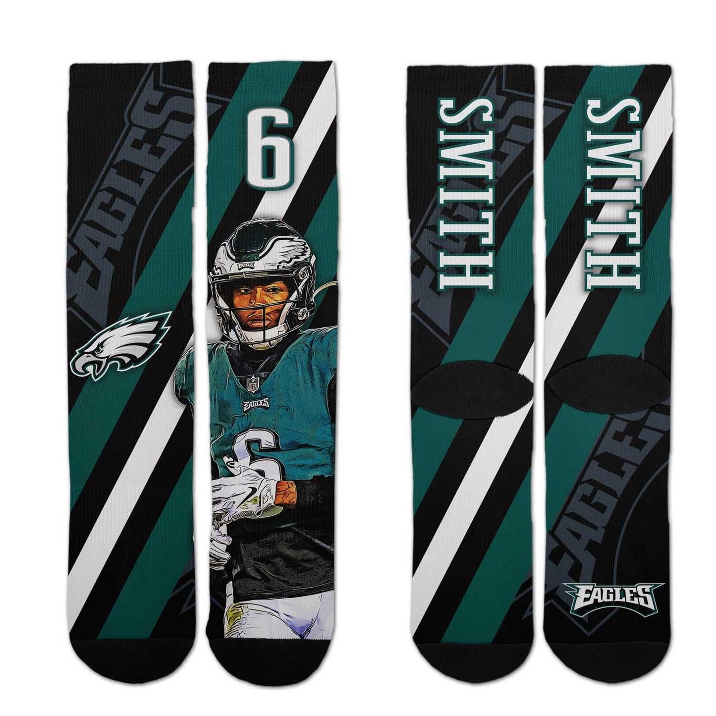 Philadelphia Eagles NFL Adult Player Stripe Sock - Black #6