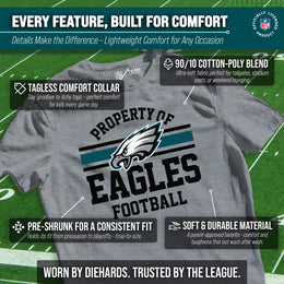 Philadelphia Eagles NFL Youth Property Of Short Sleeve Lightweight T Shirt - Sport Gray