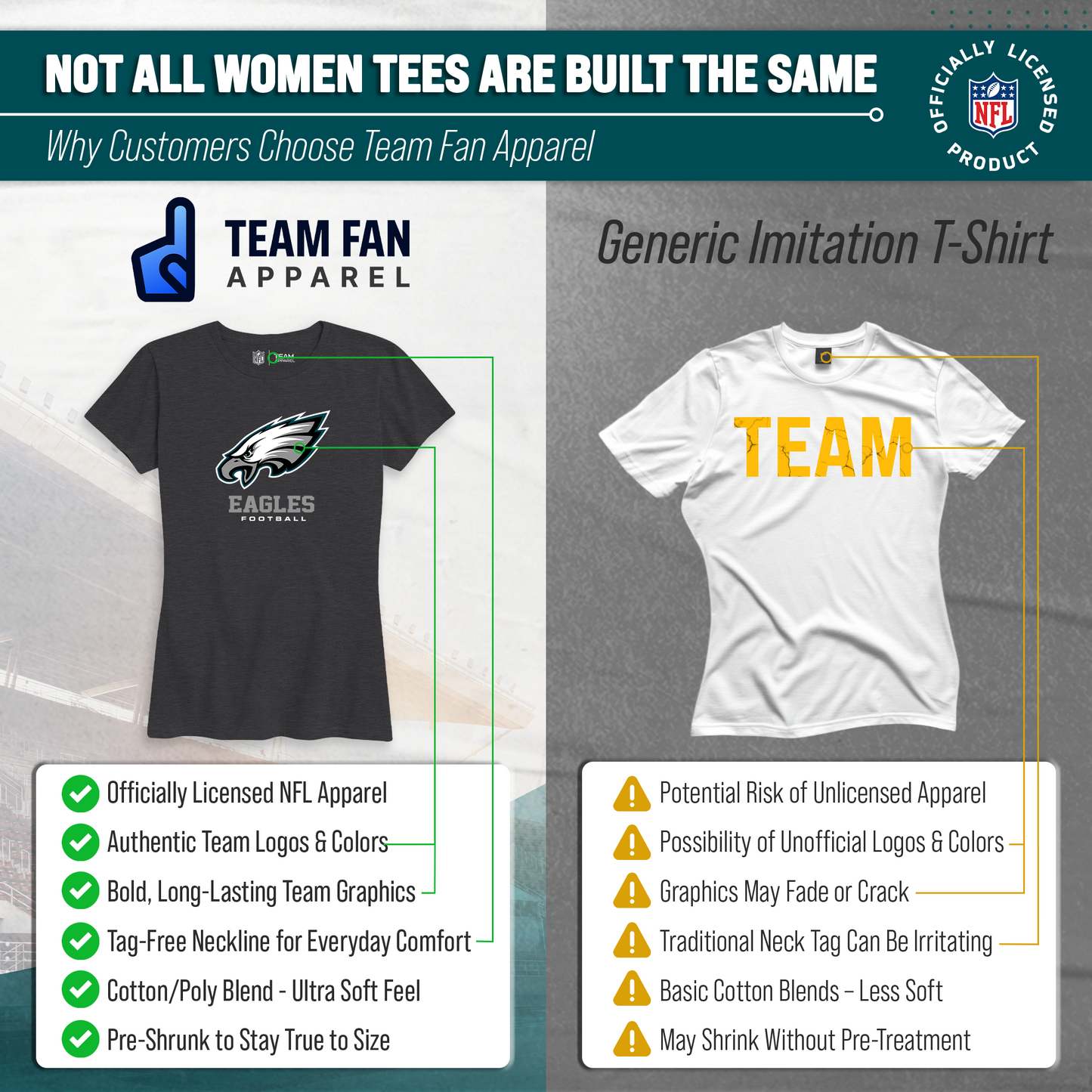 Philadelphia Eagles Women's NFL Ultimate Fan Logo Short Sleeve T-Shirt - Black