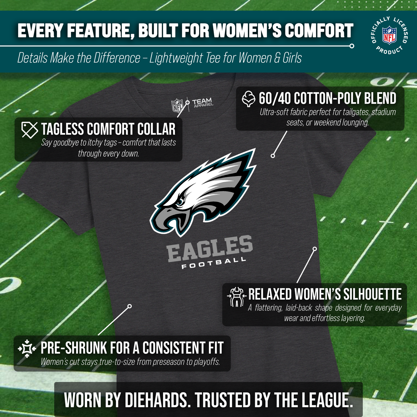 Philadelphia Eagles Women's NFL Ultimate Fan Logo Short Sleeve T-Shirt - Black
