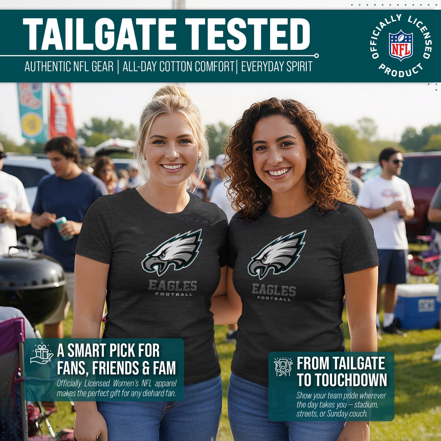 Philadelphia Eagles Women's NFL Ultimate Fan Logo Short Sleeve T-Shirt - Black