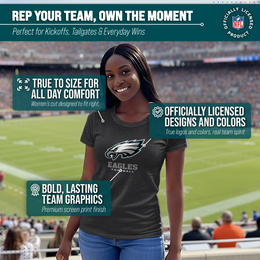 Philadelphia Eagles Women's NFL Ultimate Fan Logo Short Sleeve T-Shirt - Black