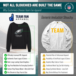 Philadelphia Eagles Women's NFL Ultimate Fan Logo Slouchy Crewneck -Tagless Fleece Lightweight Pullover - Charcoal