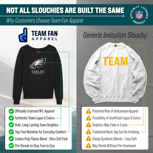 Philadelphia Eagles Women's NFL Ultimate Fan Logo Slouchy Crewneck -Tagless Fleece Lightweight Pullover - Charcoal