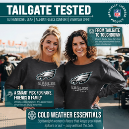 Philadelphia Eagles Women's NFL Ultimate Fan Logo Slouchy Crewneck -Tagless Fleece Lightweight Pullover - Charcoal