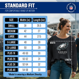Philadelphia Eagles Women's NFL Ultimate Fan Logo Slouchy Crewneck -Tagless Fleece Lightweight Pullover - Charcoal