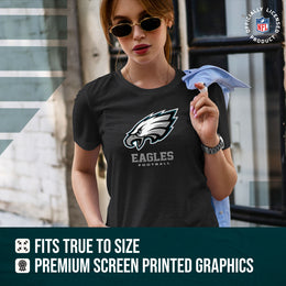 Philadelphia Eagles Women's NFL Ultimate Fan Logo Short Sleeve T-Shirt - Black